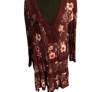 Burgundy flowered dress